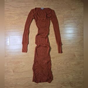 ASOS Burnt Orange Knit Long Sleeve Maxi Dress Size 2